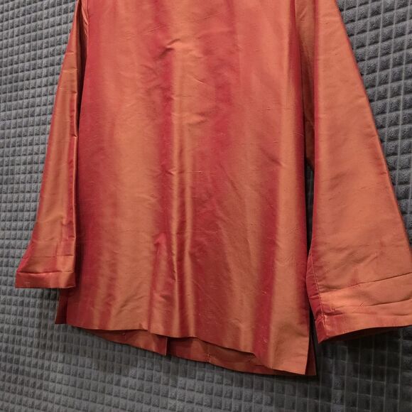 Metallic Orange Silk Blazer Jacket 12/Lg VTG Retro Glam Rock Groovy 70s 80s Boxy - Picture 14 of 16